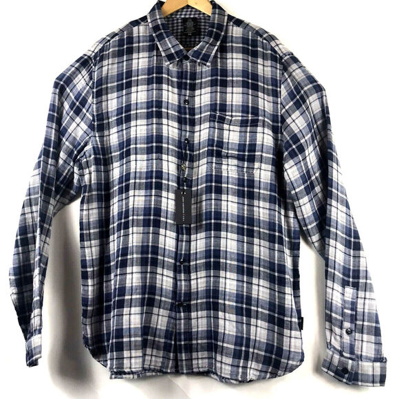 John Varvatos Star USA Plaid Reversible Regular Fit Shirt Blue Topaz Sz XXL $188 - Picture 3 of 7